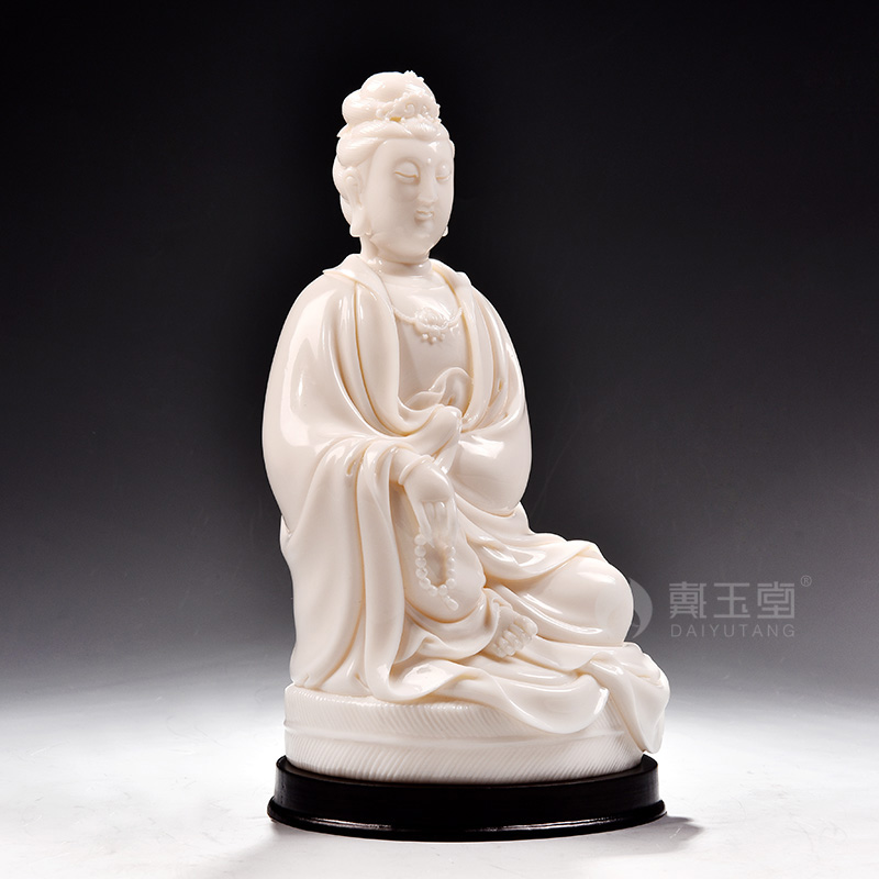 Yutang dai Lin Luyang as dehua white porcelain art furnishing articles/8 inches by futon guanyin lard white D01-036