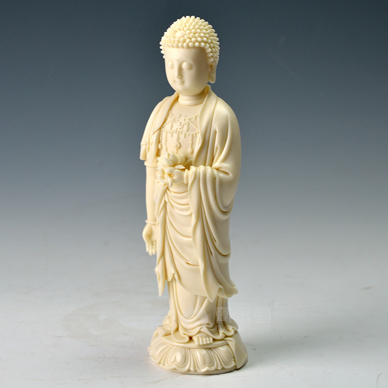 Yutang dai dehua white porcelain master Lin Jiansheng porcelain carving art ceramic its furnishing articles/lotus amitabha