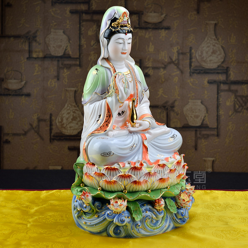 Yutang dai ceramic guanyin Buddha worship that occupy the home furnishing articles 18 inch gold paint avalokitesvara like under the glaze