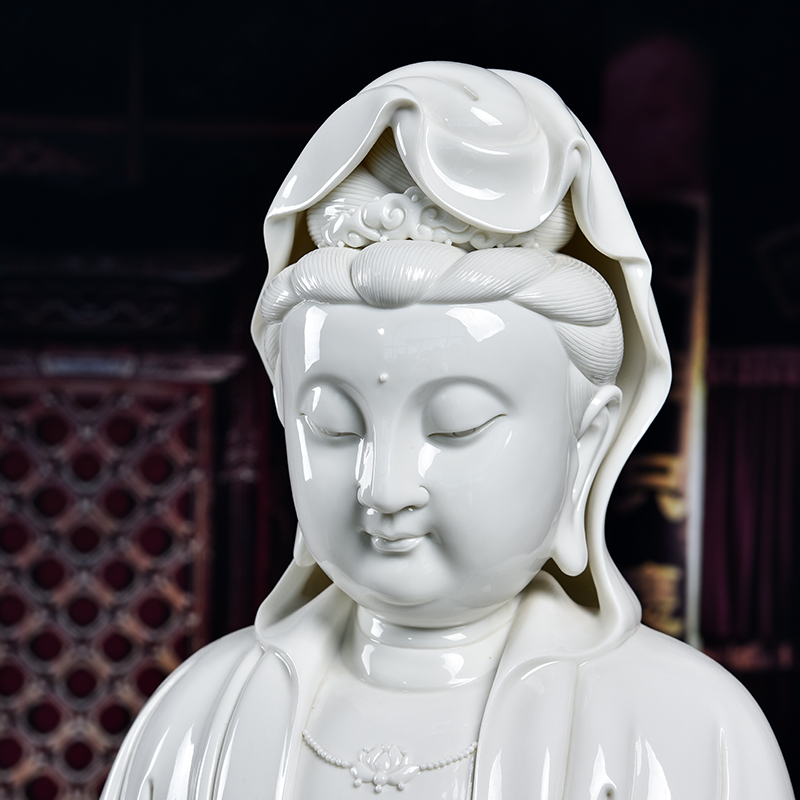 Yutang dai dehua white porcelain ceramic big Buddha temple porch place 83 cm across indicates the sea goddess of mercy corps/D12-39