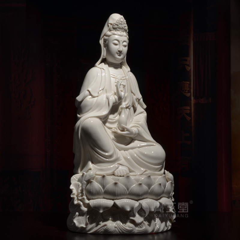 Yutang dai dehua white porcelain guanyin Buddha to occupy the domestic 18 inches of the south China sea avalokitesvara as furnishing articles