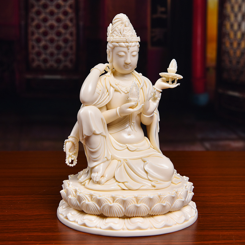 Yutang dai dehua provincial master Lin Jiansheng art collection ceramic guanyin Buddha ruyi round/D03-184