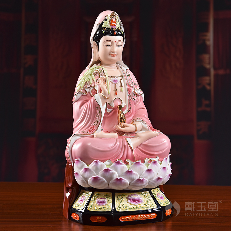 Yutang dai furnishing articles at home porcelain avalokitesvara figure of Buddha temple consecrate/14 inches six lotus guanyin in red color