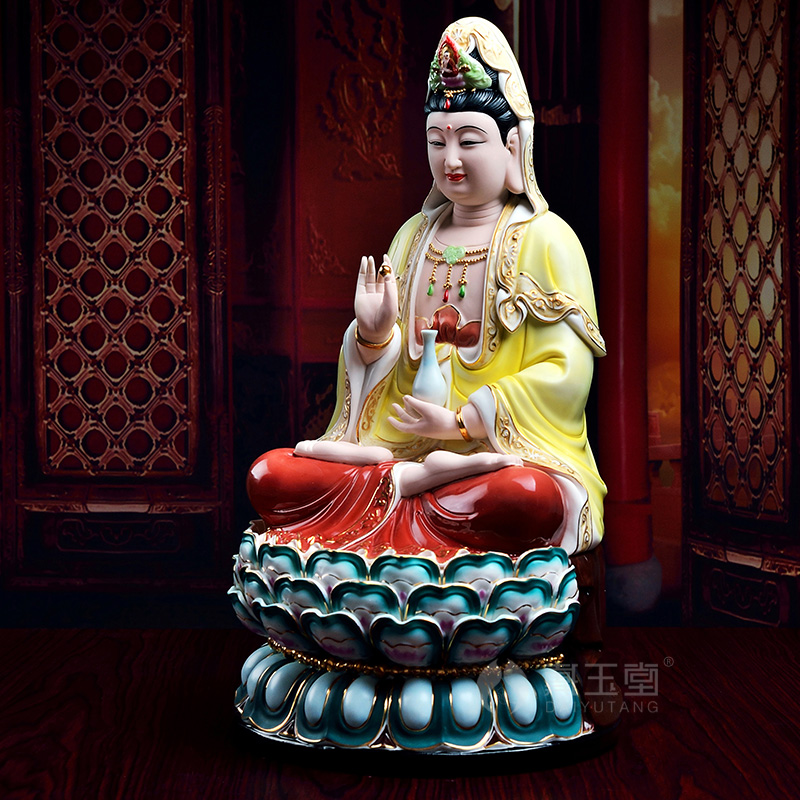 Yutang dai ceramic paint color, the goddess of mercy Buddha sitting home to 17 inch GuLian guanyin bodhisattva as furnishing articles