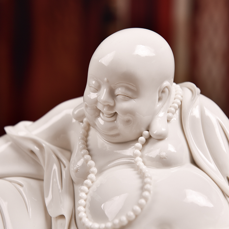 Yutang dai dehua white porcelain pot - bellied laughing Buddha maitreya Buddha furnishing articles play dragon porcelain carving art crafts household