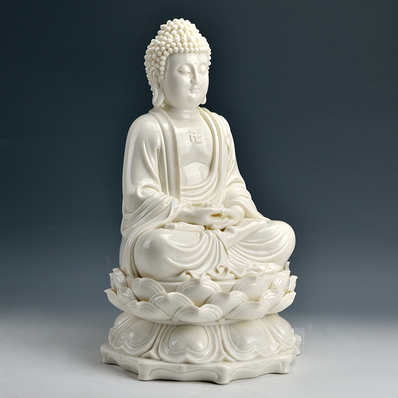 Yutang dai dehua white porcelain of Buddha enshrined furnishing articles/16 inches sitting Buddha Buddha D01-037 - c