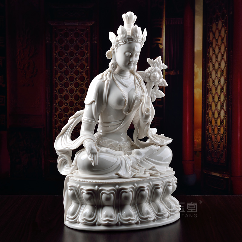 The embodiment of yutang dai dehua white porcelain mother Buddha avalokiteshvara/white tara - tantric Buddha D41 to 37