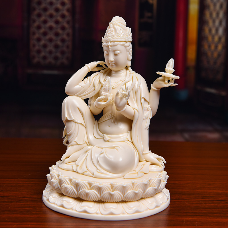 Yutang dai dehua provincial master Lin Jiansheng art collection ceramic guanyin Buddha ruyi round/D03-184