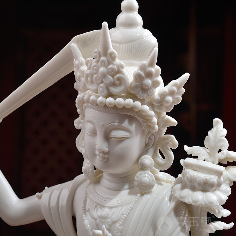 Yutang dai dehua white porcelain figure of Buddha of sect Buddhism its handicraft furnishing articles manjushri like at home