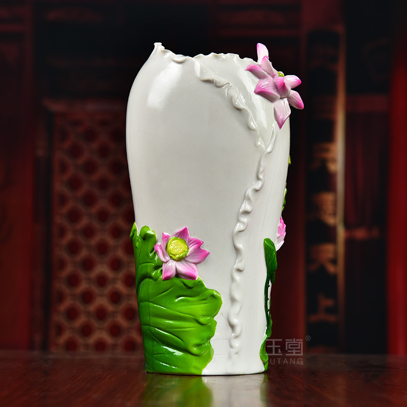Yutang dai ceramic vase incense cone Buddha enshrined furnishing articles before Buddha temple supplies 8/9/10 inch lotus bottles of perfume canister