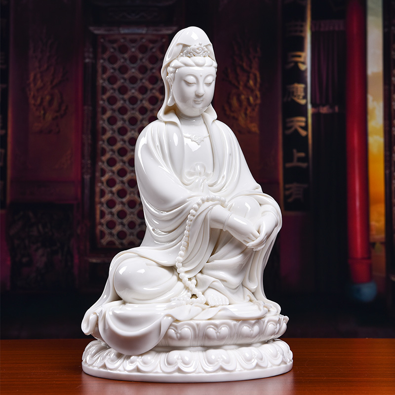 Yutang dai dehua white porcelain ceramic art of figure of Buddha master Lin Jiansheng works GuLian guanyin/D03-127