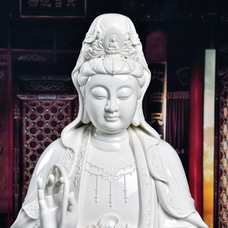 Yutang dai large kwan Yin - statute furnishing articles ceramics/1.39 m li - long gao guan Yin D12-31