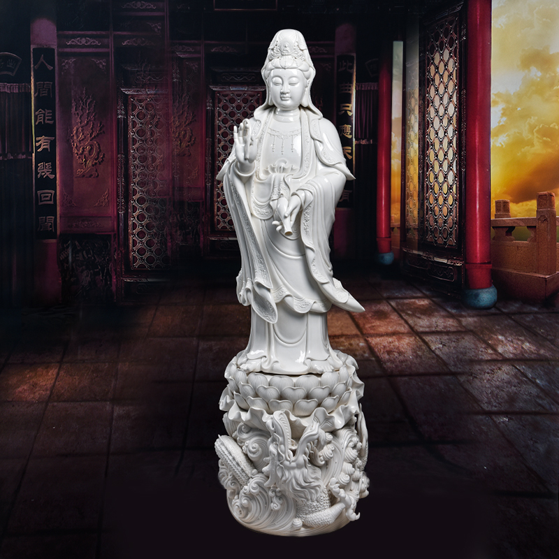 Yutang dai large kwan Yin - statute furnishing articles ceramics/1.39 m li - long gao guan Yin D12-31