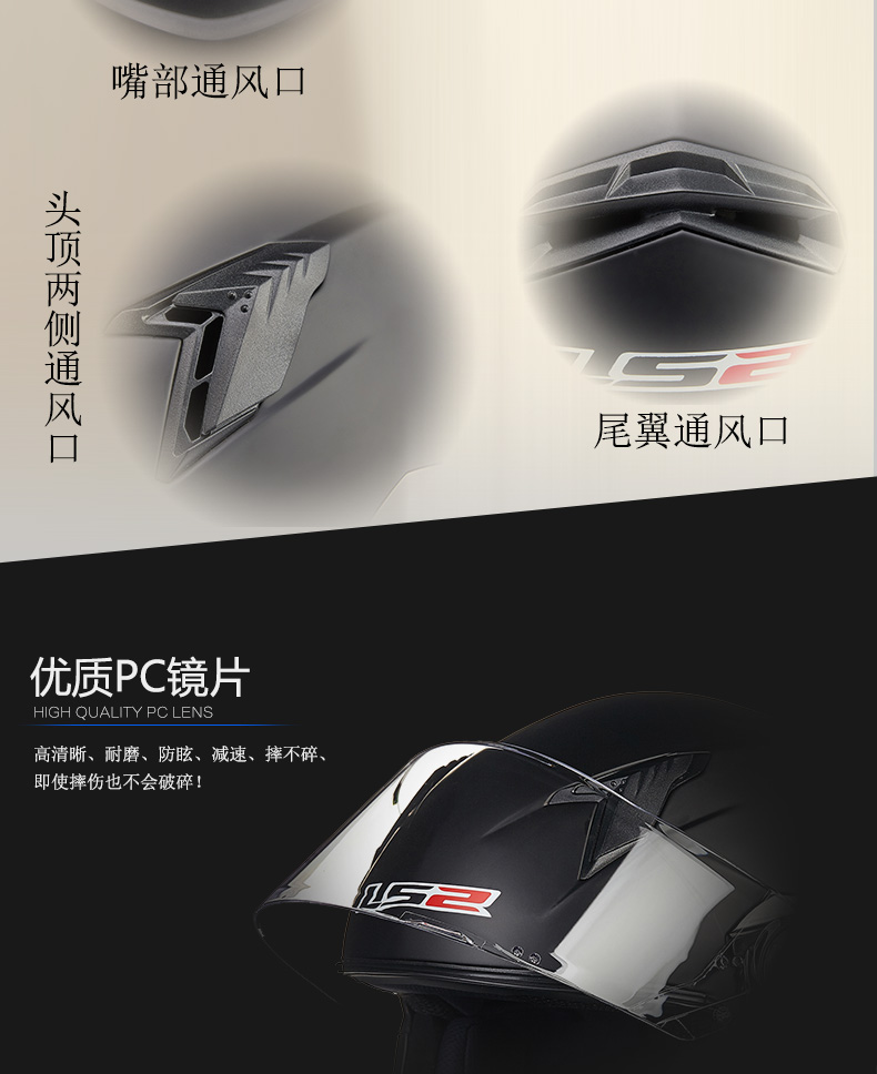 LS2头盔男全盔摩托车个性酷防雾冬季全覆式跑车机车安全帽女四季商品详情图
