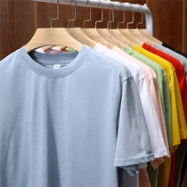 Green LVLV205 gram heavy weight T-shirt 40 double yarn size loose hand tear label thick short sleeve solid color base Custom