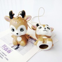 New cute sika deer ceramic wind chimes hanging girl childrens birthday gift bag pendant ceramic jewelry