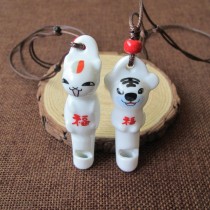 Can blow cute cartoon whistle necklace pendant girl child gift Jingdezhen ceramic small jewelry