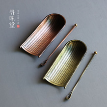 Alloy dustpan tea is two piece set|Creative teaspoon metal teaspoon tea dial household tea art tea ceremony spare
