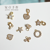 Pendant copper-plated 14K gold zircon micro-inlay pendant five-pointed star love bee flower necklace bracelet accessories diy