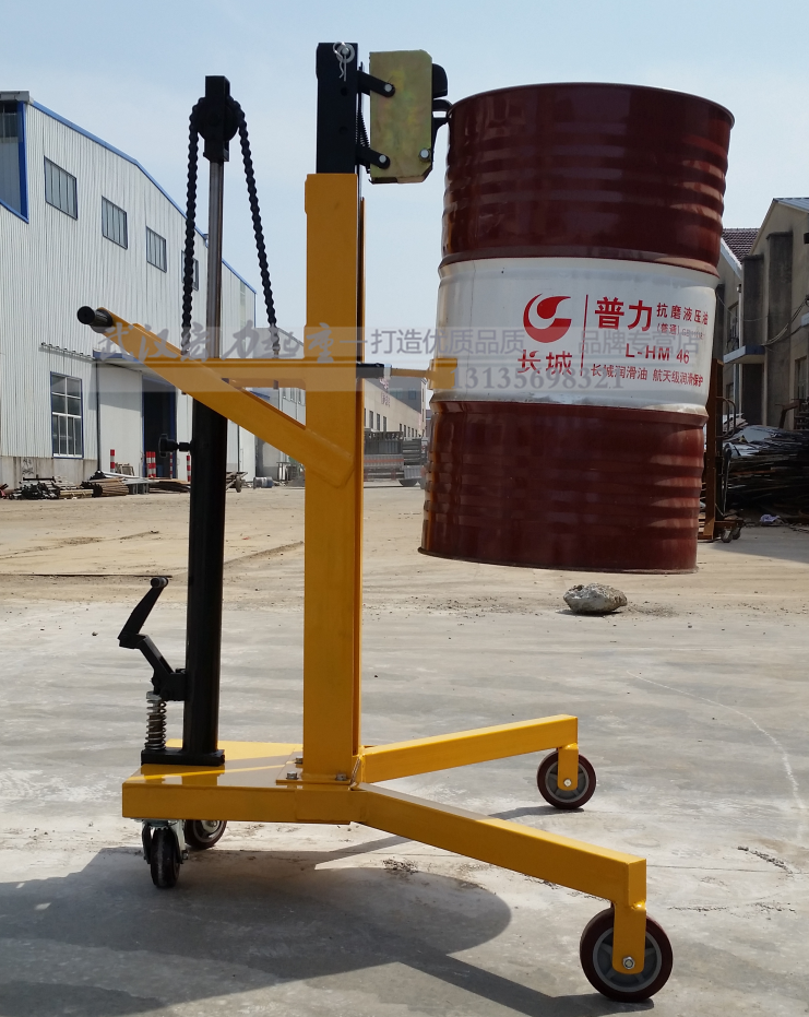 dtf450b 载重450kg升0.6米液压油桶搬运车 手拉油桶车 油桶堆高车