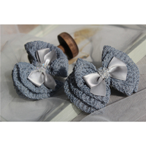 Outlet Blue Grey Cloth Art handmade Silk with beads multilayer butterfly knot Hair Accessories Hand Ledger Decoration DIY Ornament Accessories
