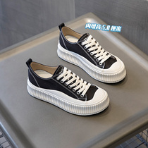 South Korea inner height-increasing black canvas shoes womens 2021 spring and autumn new board shoes versatile casual shoes net red ins womens shoes