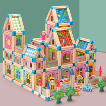 3-6-year-old children wooden 128-grain building master assembled building blocks castle building three-dimensional model puzzle toy