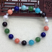 Natural exquisite multi-treasure hand chain 8mm left and 14 14 96 gr Beyyu Qingjin Tianhe Ishihara Mine pine stone