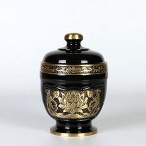 Buddha Taiwan all copper lotus double dragon Shen Sandalwood powder incense powder pot Buddha Hall household for Buddha baked black pure copper incense powder cup