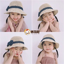 Baby sun visor Korean girls straw hat Summer infant princess hat sun visor sunscreen hat Children fisherman hat