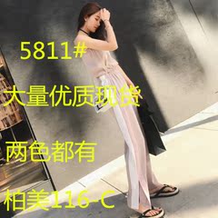 2018新款吊带抹胸连体裤女夏季高腰阔腿长裤宽松韩版显瘦连身衣裤