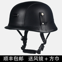 BRAMMO vintage electric motorcycle helmet men and women personality Harley Prince helmet German half helmet Summer leather
