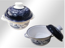 Onion flower blue and white porcelain 1 6L Korean enamel color double-ear enamel soup pot thickened gas cover electromagnetic stove universal
