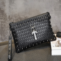 2022 new men's fashion handbag personality trendy men ghost head horizontal clutch bag rivet envelope bag shoulder bag