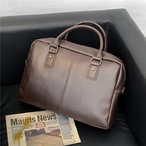 Light business documents briefcase trend men's casual PU leather handbag men's shoulder bag messenger bag 2022 new style