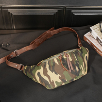 2022 new Korean version chest bag inclined cross backpack fan colored canvas wave mens purse street European and American wind skew satchel