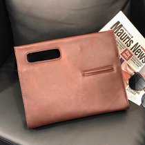 Korean version of mens new shoulder bag trend portable crossbody bag Retro Bag Mens bag business leisure file bag