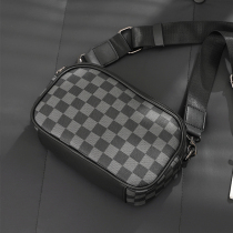 2023 new mens bag simple horizontal shoulder bag plaid leather diagonal bag street couple mobile phone bag back backpack