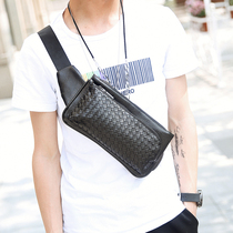 2021 Korean version of new mens chest bag trend hand-woven mens running bag leisure riding shoulder Cross bag