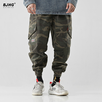 Autumn Europe and the United States street loose washed old camouflage large pocket tooling casual pants hipster American military Harun drawstring pants