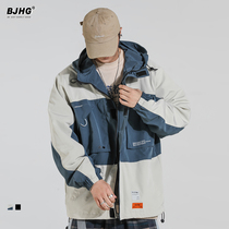 Spring hooded coat men's fashion brand 2022 new street dance drawstring OVERSIZE couples loose casual overalls jacket