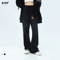 Paint point graffiti art casual pants men and women Spring European and American Tide brand street hip-hop FOG rap open pants handsome trousers