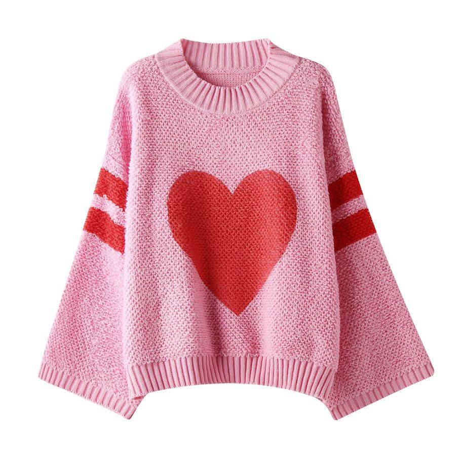 织花心形针织衫字母心形套头毛衣— 78 —刺绣比心很多人说刺绣和织
