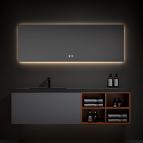 Designer custom double basin minimalist rock plate integrated bath room cabinet combined toilet washing table washbasin 1 5