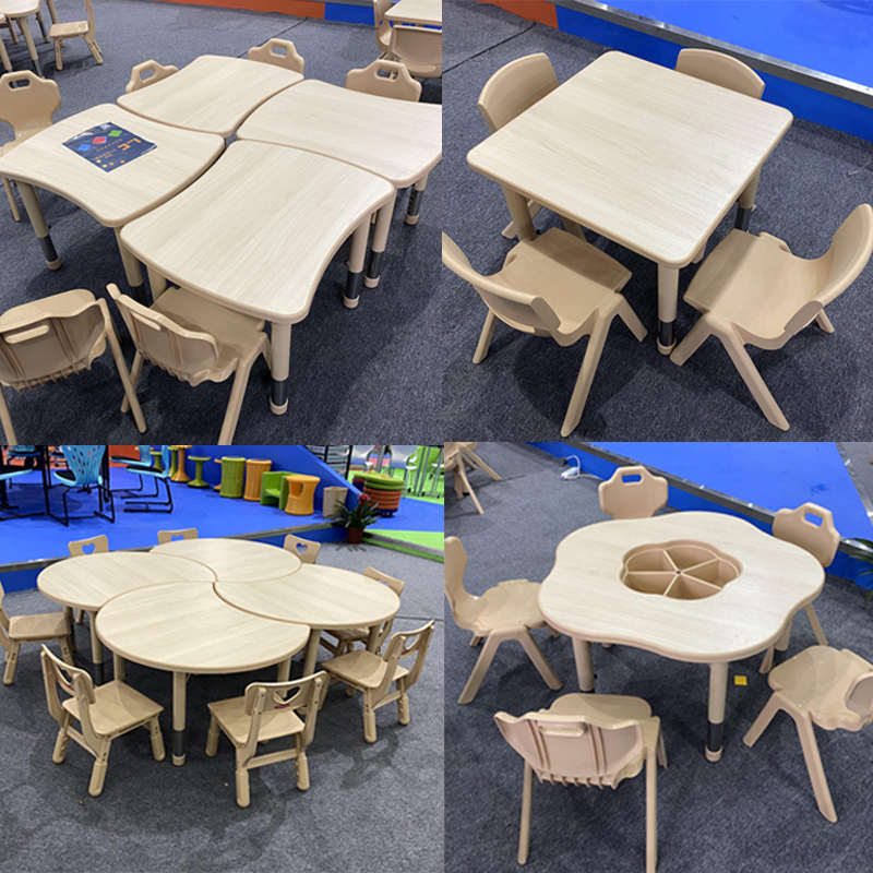 Yuchai Early teaching kindergarten children's chair adjustable desk Plum table and chairs game table Alien table can parquet round table-Taobao