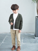 Boys' sweaters sweaters knitted jackets Spring 2021 Spring Pure Clothes Girls Korean Bottom Shirt