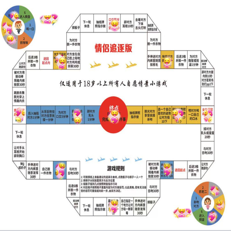 情侣飞行棋盘真人版大富翁ktv大冒险惩罚刺激多人互动秘密游戏qin