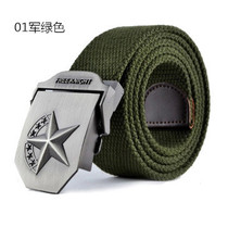 Big five-star canvas belt mens smooth buckle military green belt belt Womens extended belt couple tactical belt