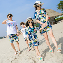 Beach parent-child costume seaside family three four summer clothes family size mother dress Foreign suit Sanya travel