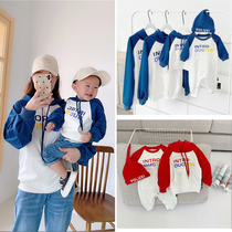 Parent-child mother and daughter Autumn dress a family of three baby cotton stitching sweatclothes foreign mother and child casual spring and autumn coat